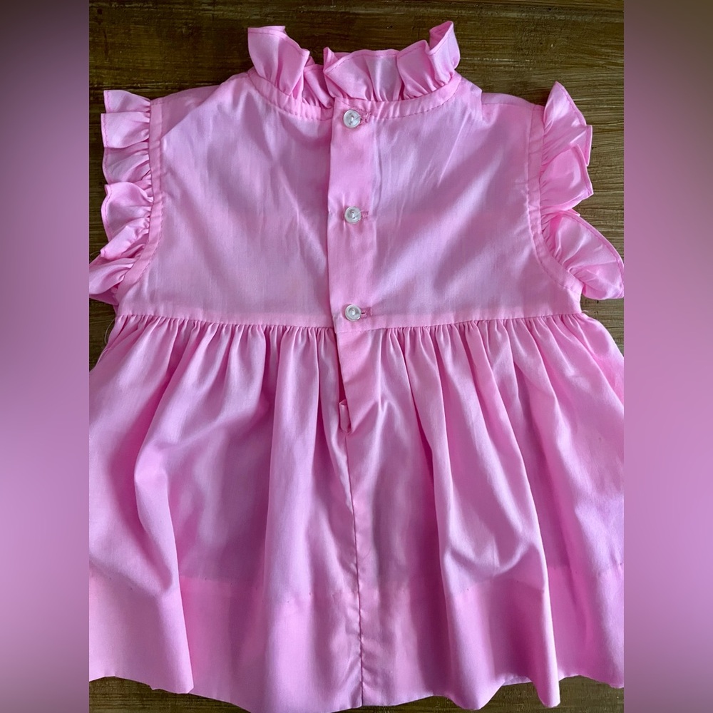 Sears Perma-Prest smocked pink baby dress 6-9 Mos (read MSMTS) VTG 1990s - Picture 4 of 7